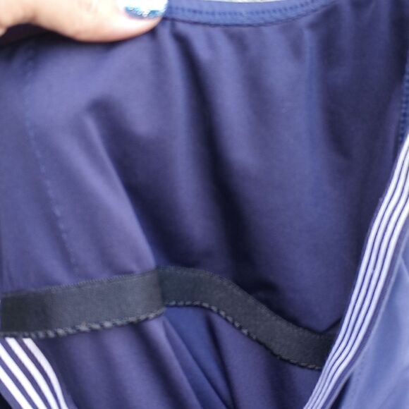 EUC NAUTICA Navy Blue & White CrissCross High Waisted One Piece Swim Suit Small - Picture 8 of 10